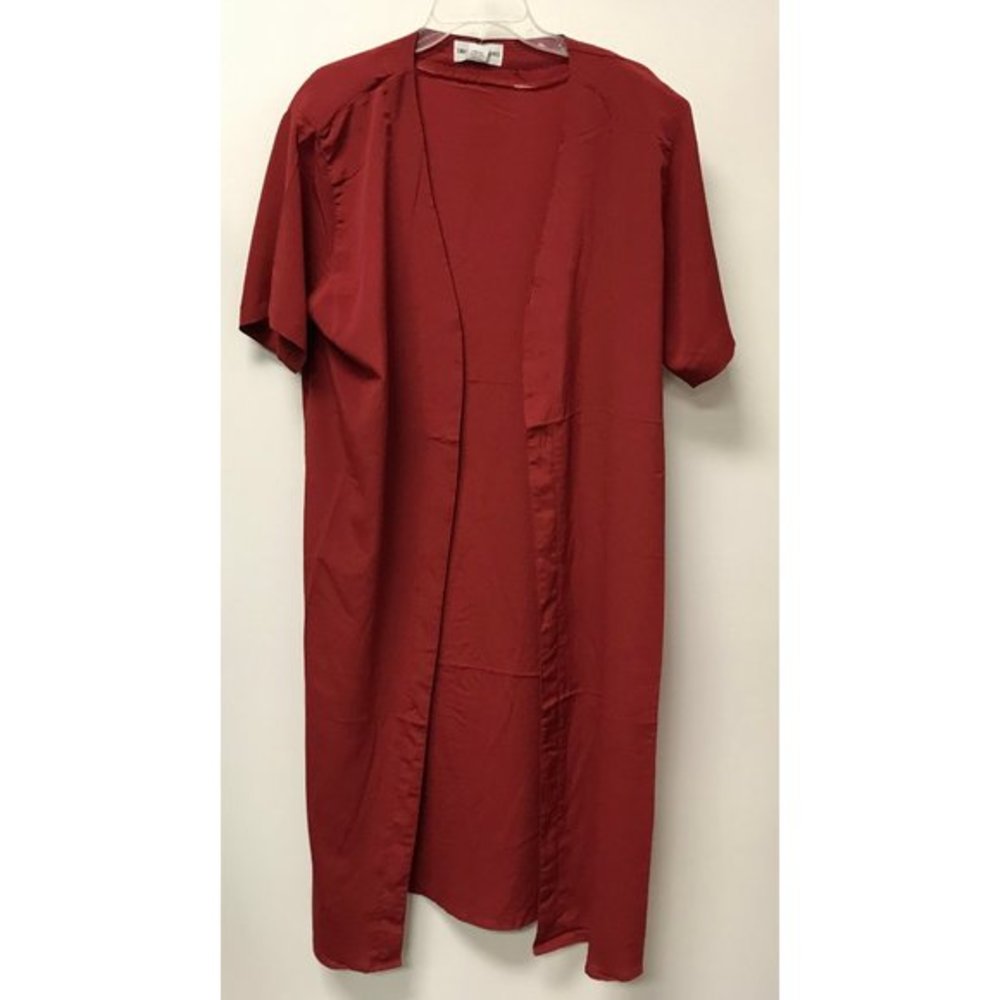 NWT Trendy Looks Burgundy Crepe Open Duster Jacket
